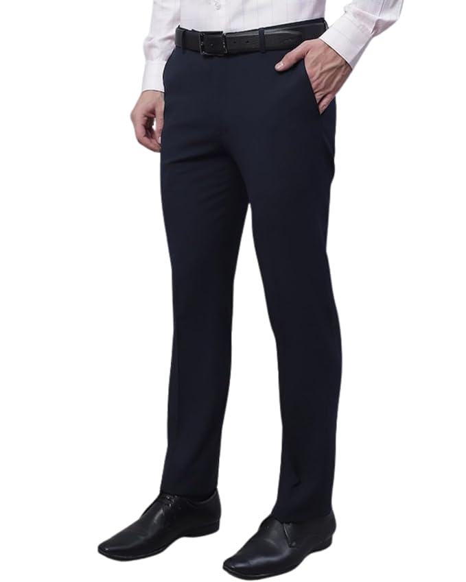 Men's Lycra Slim Fit Formal Pant/Trouser for Office, Party, Fashion, Casual and Occasions. Stretchable, Flat Front, Lightweight | Polyester Blend Fabric| Ankle fit.