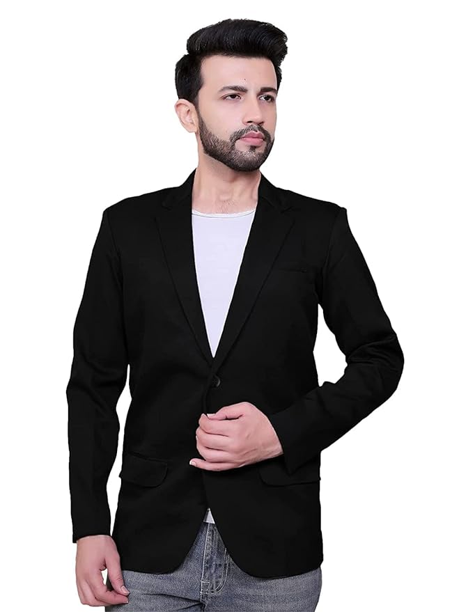 Firm Stylish Black Advocate Blazer for Men Single Breasted Regular Fit Latest Coat for Wedding Party and Office Wear (Blazer)