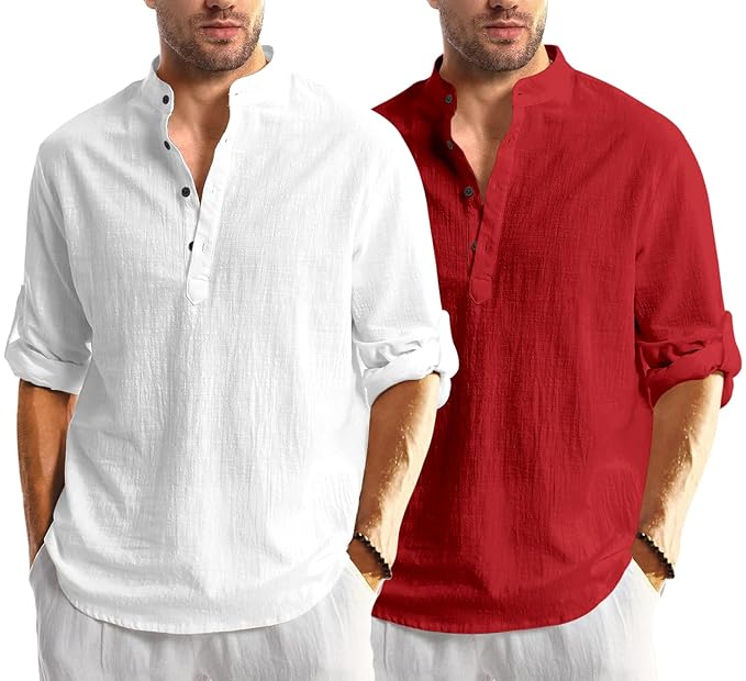 Combo of Men Solid Cotton Blend Straight Kurta Shirt